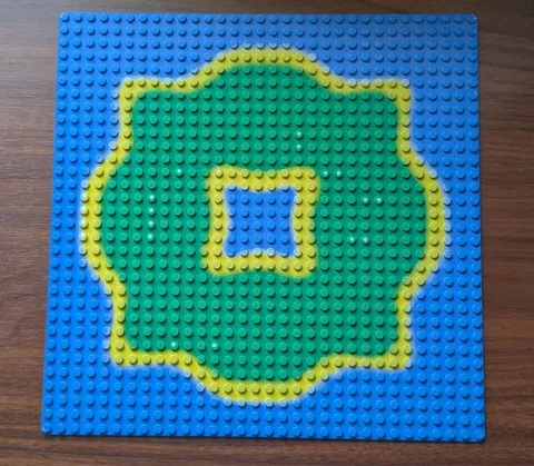 LEGO Baseplate 32x32 Island w Center Lagoon Baseplate 3811pb02 Blue Green Gry