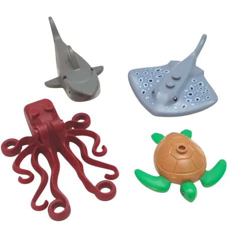 LEGO Ocean Animals Sea Creatures Octopus Turtle Manta Ray Shark Lot of 4 Figures
