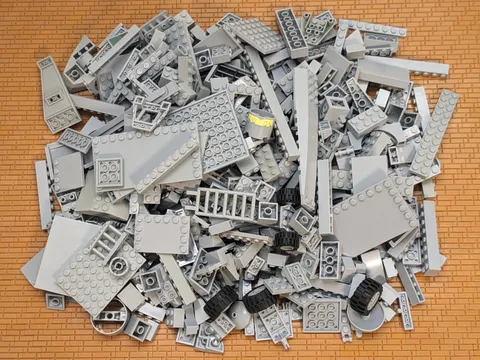 600pcs LEGO Gray Bulk Lot Random Bricks Plates Parts Genuine Cleaned Sanitized