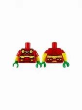 LEGO Minifigure Torso 4 Yellow Circles Belt Red Sleeves Green Hands