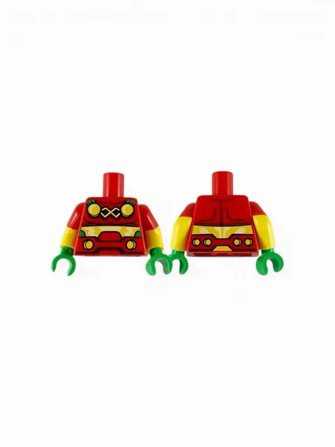 LEGO Minifigure Torso 4 Yellow Circles Belt Red Sleeves Green Hands