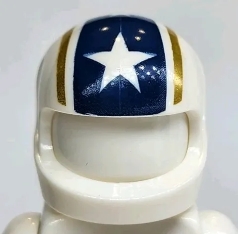 NEW LEGO® White Minifigure Headgear Helmet Motorcycle  white Star Blue Gold 
