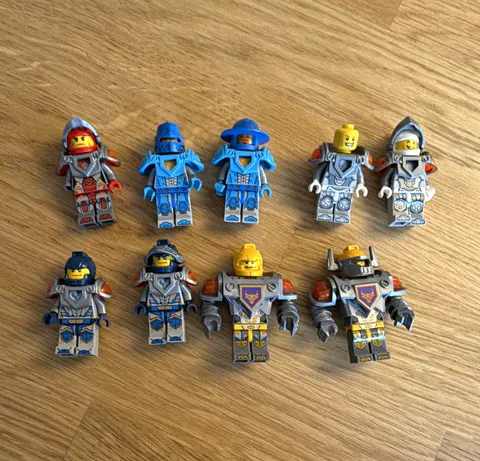 LEGO NEXO KNIGHTS Lot of 9 Minifigures Fantasy Characters Blue Gray Red Armor