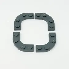 68568 LEGO Parts Plate 3x3 Round Corner w/ 2x2 Cutout DARK BLUISH GRAY (4)