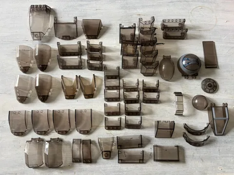 LEGO Trans Brown Windshield Canopy Window Cockpit Parts Lot 55 Pieces Mixed