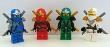 Lego Ninjago ZX Minifigure Lot Of 4 Jay Kai Lloyd Zane READ Torso Crack On Lloyd