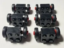 6 LEGO Black Axel Brick 2x2 Red Wheel Tire 14Dx4mm SMOOTH 555 #3137c01 3139