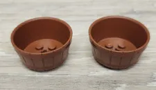 Lego 64951 Reddish Brown Container Barrel Half Large With Axle Hole Lot Of 2