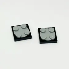 3680 3679 LEGO Turntable 2x2 Plate Base w/ Top BLACK & LIGHT BLUISH GRAY (2)