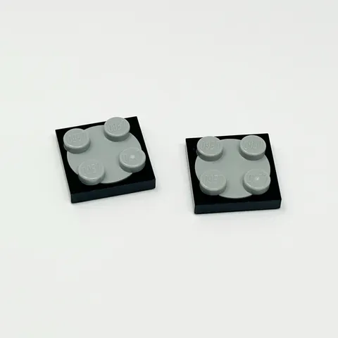 3680 3679 LEGO Turntable 2x2 Plate Base w/ Top BLACK & LIGHT BLUISH GRAY (2)