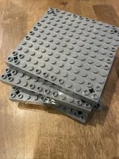 Lot of 4 LEGO Brick 12x12 w 3 Pin Holes on each Side and Axle Holes in Corners