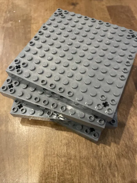 Lot of 4 LEGO Brick 12x12 w 3 Pin Holes on each Side and Axle Holes in Corners