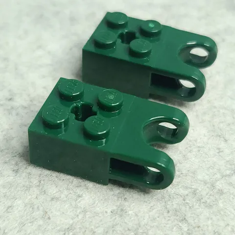 LEGO 92013 Technic Brick 2 x 2 Ball Socket Axle Hole Round Ends Dark Green x2