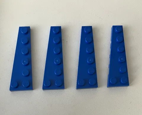 LEGO 4x NEW Pieces Plate 2x6 w/ Angle/Wedge Left BLUE #78443