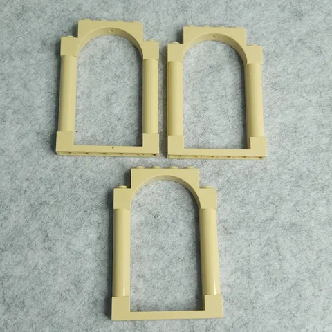 LEGO 40066 Door Frame 1 x 6 x 7 Arched with Notches and Rounded Pillars Tan x3