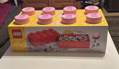 NEW Pink Large LEGO 8 Knob Stackable Storage Brick Block Box 19.7” x 9.8” x 7.1”