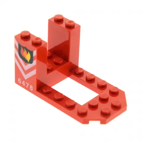 1x LEGO Vehicle Cockpit Red 7x4x3 Printed Fire Department Emblem 6478 30250pb01