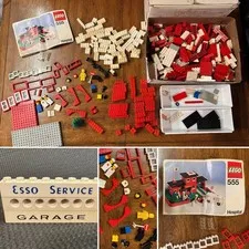 LEGO 1960s-70s Vintage Mixed Lot - Hospital 555 Mini Figs - Esso Service Garage