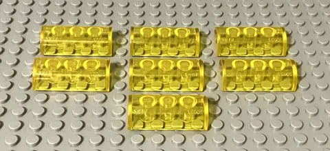 (7) LEGO Part 6192a Trans-Yellow 2x4 Double Curved Slope w/out Groove 3313, 8462
