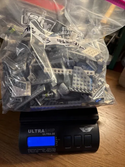 LOT BULK LEGO BRICKS AND PARTS Mostly Gray 2.9 Lbs Super Storage Bag Half Full