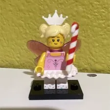 LEGO Candy Fairy Princess Girl Minifigure Crown Candy Cane Accessory Black Stand