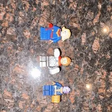 LEGO Minifigure Lot of 3 - Blue Suit Blonde Hair, Gray/Orange, Blue/Purple