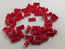 Lego 50x New Red Plate, Modified 1 x 2 with Open O Clip on Top # 44861