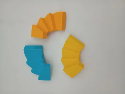Lot of 3 LEGO Curved  Stairs Steps 4 Steps 90 degree 6 x 6 x 4 Yellow & Blue