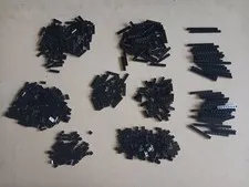 LEGO LOT OF 676 BLACK PLATES 1X1 1X2 1X3 1X4 1X5 1X6 1X8 1X10 1X12 2X2 CORNER