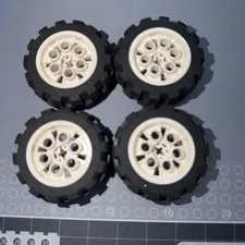 Lego Technic 20x30 Balloon Off Road Tires With 4266 White Rims Replacement Parts