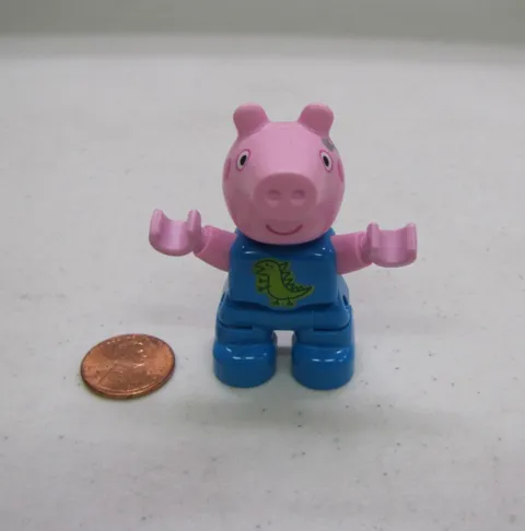 New Lego Duplo Peppa Pig's Brother George Blue Dinosaur Shirt Pink Pig Figure