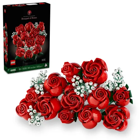 LEGO Botanicals Bouquet of Roses Artificial Flowers - Fake Red Rose Building Set