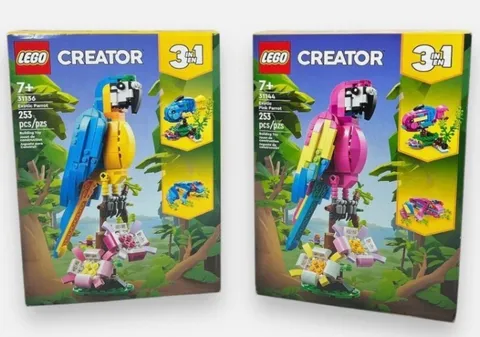 New & Sealed Lot of 2 Lego Creator Pink & Blue Exotic Parrots Set 31136 & 31144