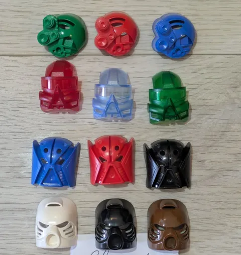 🔥 RARE 2001 LEGO BIONICLE KANOHI MASK LOT – MISPRINT / RARE COLORS – 12 PIECES