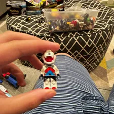 LEGO White & Red Armored Minifigure w/ Blue Chest Print - Plastic Figure