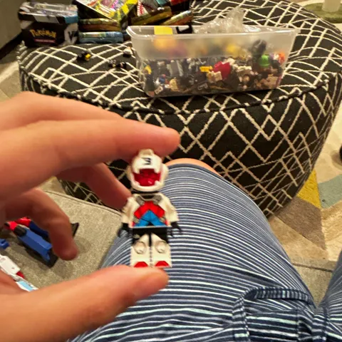 LEGO White & Red Armored Minifigure w/ Blue Chest Print - Plastic Figure