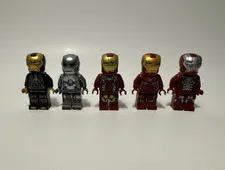 LEGO Marvel Iron Man Minifigure Lot of 5 w/ Helmets Plastic Superheroes