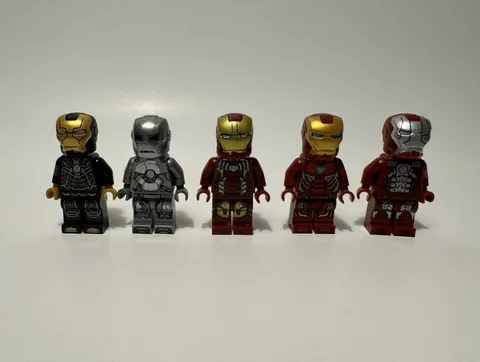 LEGO Marvel Iron Man Minifigure Lot of 5 w/ Helmets Plastic Superheroes