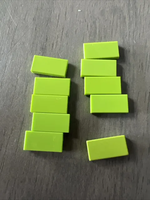 LEGO 3069 Lime Green Tile 1 x 2- 10 Pieces