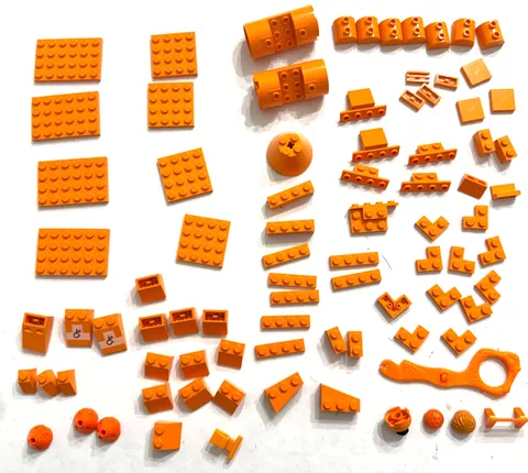 LEGO Orange Bulk Parts Lot - Bricks, Slopes, Cylinders, Plates Specialty MOC