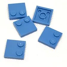 LEGO Parts - Med. Blue Tile, Modified 2 x 2 w/Studs on Edge - No 33909 - QTY 5