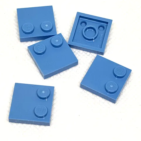LEGO Parts - Med. Blue Tile, Modified 2 x 2 w/Studs on Edge - No 33909 - QTY 5