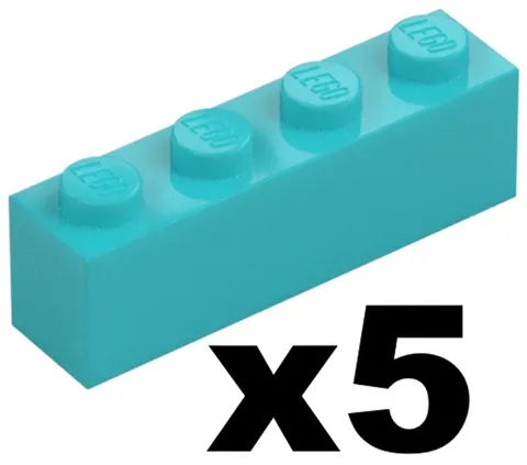 Lego New Part 3010 - Qty 5 - BRICK  Medium Azure Blue 1 x 4 Stud Piece TQ22