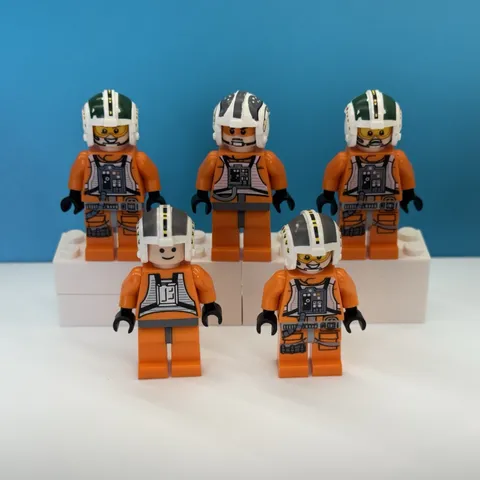 LEGO Star Wars Minifigure Lot Minfigs 5x Rebel Pilots Zev Senesca Luke Orange