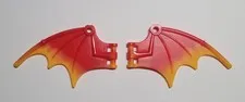 Lego 2pc Red Dragon Wings 8 1/4 x 5 with Marbled Bright Light Orange