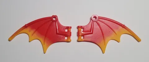 Lego 2pc Red Dragon Wings 8 1/4 x 5 with Marbled Bright Light Orange