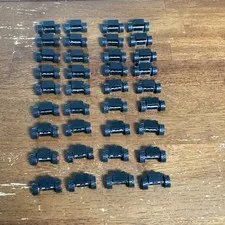 Vintage 1980s Lego 2x2 Black Tires Wheels Metal Axel Red Rim 36 Total