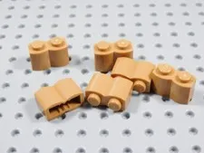 LEGO Lot of 6 Medium Nougat 1x2 Modified Log Bricks BM