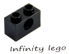 20 LEGO Technic Black Brick 1 x 2 with 1 Hole (3700) - (20 Pieces)