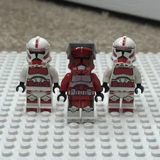 LEGO Star Wars The Clone Wars Clone Trooper Minifigure Lot of 3 Red/White